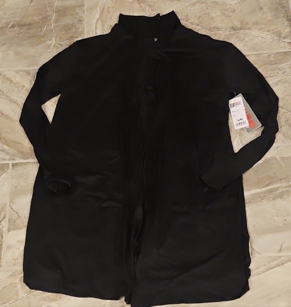 Black Long Sleeve Open Front Cardigan